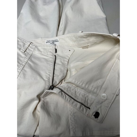 Nili Lotan Cropped Military Jogger Pants Sz 4 FLAW READ Ivory Bone Stretch $345 - Picture 13 of 13